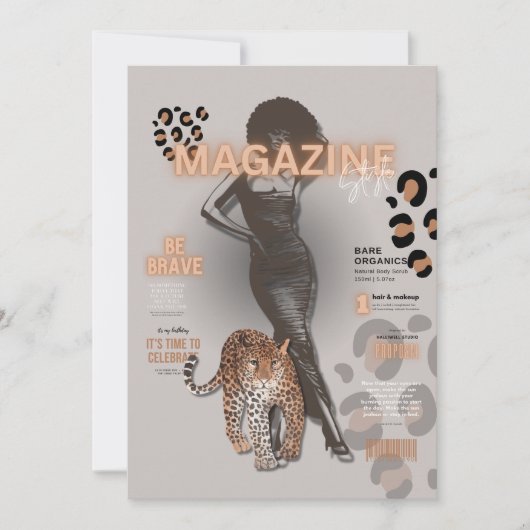 Tijdschrift met mode diva voor vrijgezellenfeest kaart (Voorkant)