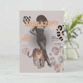 Tijdschrift met mode diva voor vrijgezellenfeest kaart (Staand voorkant)