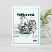 Tijdschrift met mode diva voor vrijgezellenfeestje kaart (Staand voorkant)