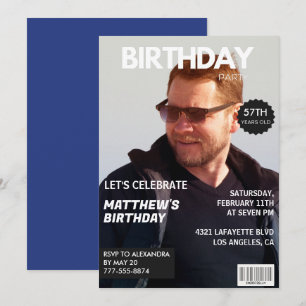 Tijdschrift Navy blauw Foto Grappig 57ste verjaard Kaart