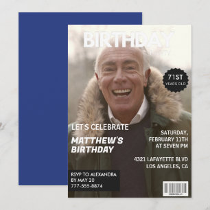 Tijdschrift Navy blue Foto Grappig 71ste verjaarda Kaart