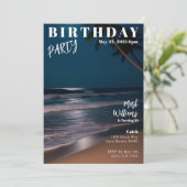 Tijdschrift Omslag Moonlight Beach Verjaardag Kaart (Staand voorkant)