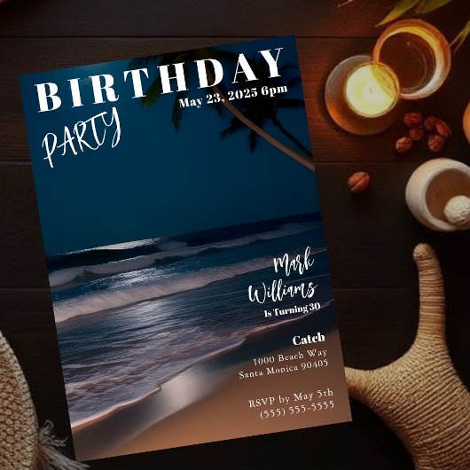 Tijdschrift Omslag Moonlight Beach Verjaardag Kaart