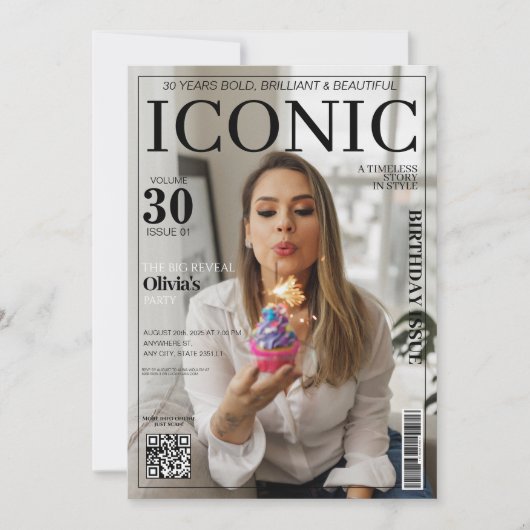 Tijdschrift omslag qr code 30ste Verjaardagsfeest Kaart (Voorkant)