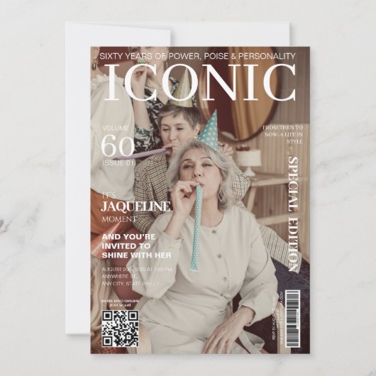 Tijdschrift omslag qr code 60ste Verjaardagsfeest Kaart (Voorkant)