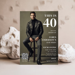 Tijdschrift Omslagfoto Mannen 40e Verjaardag QR Co Kaart