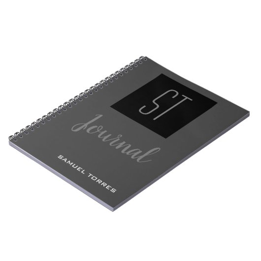 Tijdschrift Persoonlijk Gemonogrammeerd Grijs Zwar Notitieboek (Linkerzijde)