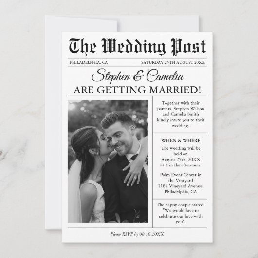 Tijdschrift Redactie Dagblad Trouwfoto Details Kaart (Voorkant)