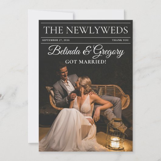 Tijdschrift Redactie Krant Foto's bruiloft Bedankkaart (Voorkant)