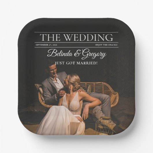 Tijdschrift Redactie Krant Foto's bruiloft Papieren Bordje (Voorkant)