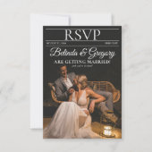 Tijdschrift Redactie Krant Foto's bruiloft RSVP Kaartje (Voorkant)