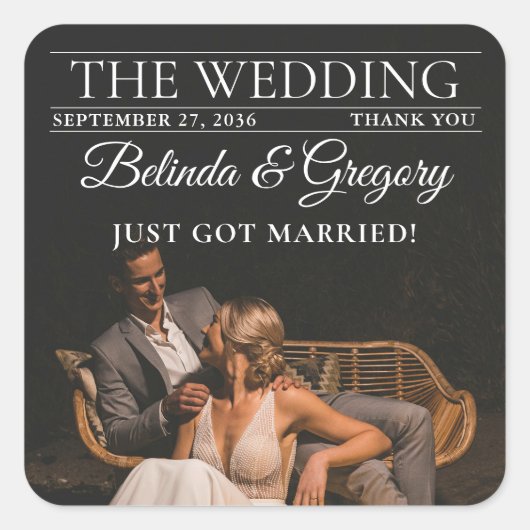 Tijdschrift Redactie Krant Foto's bruiloft Vierkante Sticker (Voorkant)