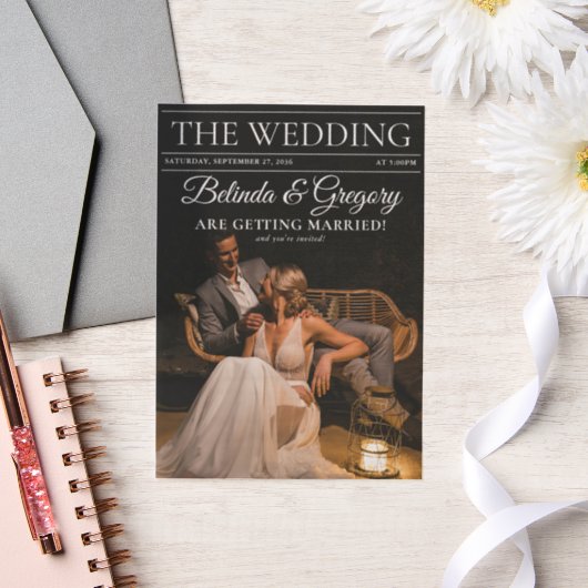 Tijdschrift Redactie Krant Foto's Huwelijk Deel1 Vellum Uitnodigingen (Huwelijk)