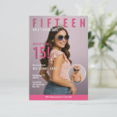Tijdschrift stijl Quinceañera | Pink Mis Quince Añ Kaart (Staand voorkant)