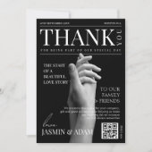 Tijdschrift Zwart Donker Mode Krant Foto Bruiloft Bedankkaart (Voorkant)