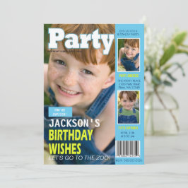 Tijdschriftcover 3 foto's verjaardagsfeest Cool Bl Kaart