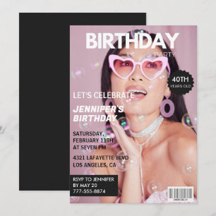 Tijdschriftcover 40e verjaardagsuitnodiging Elegan Kaart