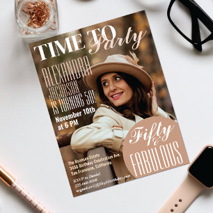 Tijdschriftcover 50e verjaardagsfeest uitnodiging
