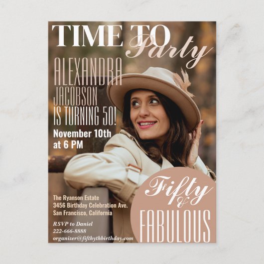 Tijdschriftcover 50e verjaardagsfeest uitnodiging (Voorkant)