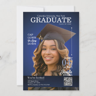 Tijdschriftcover Afstudeerhoed omlaag Blauw Kaart