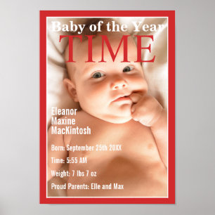 Tijdschriftcover Baby Geboorte Stats Poster