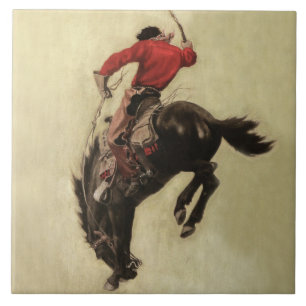 Tijdschriftcover “Bucking Bronco” door NC Wyeth Tegeltje