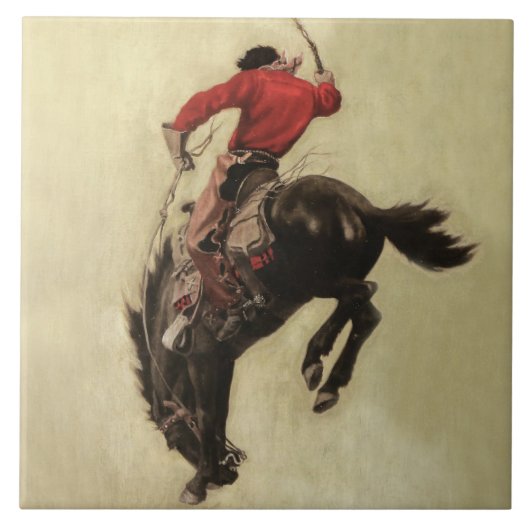 Tijdschriftcover “Bucking Bronco” door NC Wyeth Tegeltje (Voorkant)