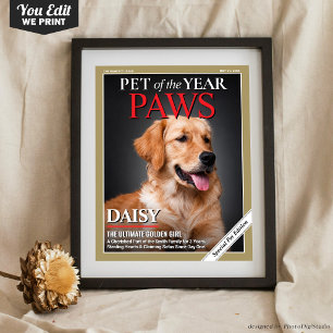 Tijdschriftcover met huisdier, kat-hond-portret poster
