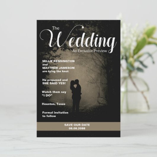 Tijdschriftcover | Save the Date Trouwdag Kaart (Staand voorkant)