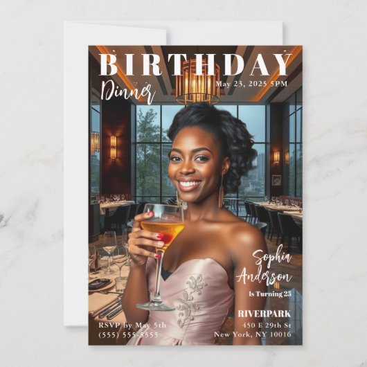 Tijdschriftcover Verjaardagsdiner Kaart (Voorkant)