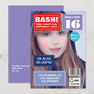 Tijdschriftcover verjaardagsfeest foto uitnodiging