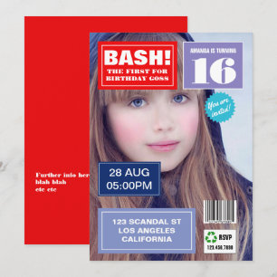 Tijdschriftcover verjaardagsfeest foto uitnodiging