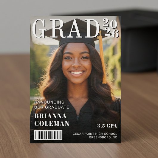 Tijdschriftcoverfoto afstuderen aankondiging