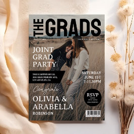 Tijdschriftcoverfoto gezamenlijke afstudeerfeest kaart