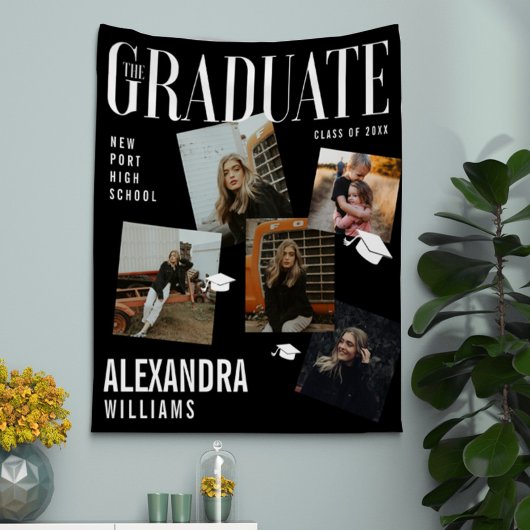 Tijdschriftomslagcollage geïnspireerde afstuderen wandkleed