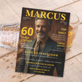 Tijdschriftstijl 60e verjaardagsfoto Whiskey-thema Kaart