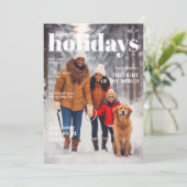 Tijdschriftstijl Kerstkaart- Bovenste Titel Feestdagenkaart (Staand voorkant)