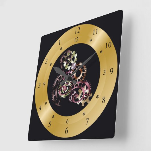 Tijdsklok machine ~ Steampunk ~ tandwielen ~ Vierkante Klok (Hoek)