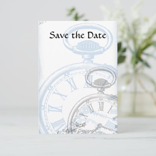 Tijdstip Pocketwatch-uitnodigingen Save The Date (Staand voorkant)