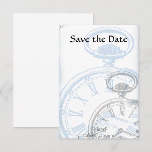 Tijdstip Pocketwatch-uitnodigingen Save The Date (Voorkant / Achterkant)