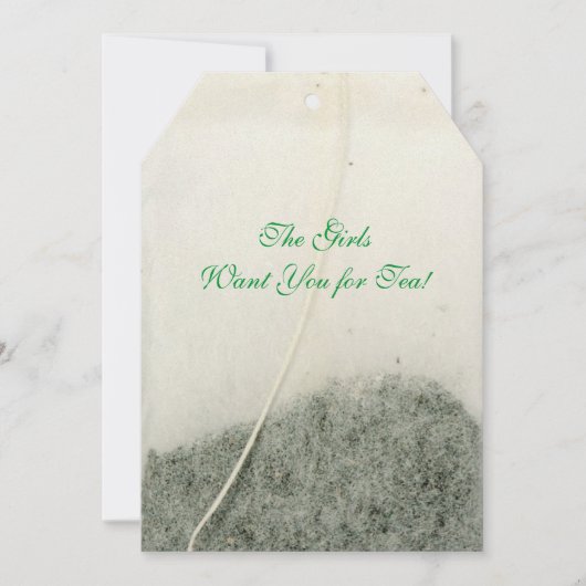 TIJDSTIP TEA BAG-INVITATIE KAART (Voorkant)