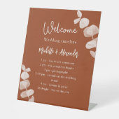 Tijdstip van het gebrande oranje eucalyptusprogram reclamebord met voetstuk (Voorkant)