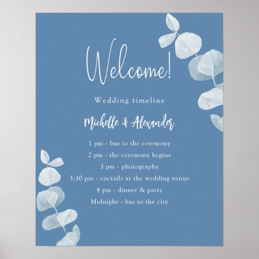 Tijdstip van het mosterdblauwe eucalyptusprogramma poster (Voorkant)