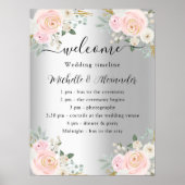 Tijdstip van het weduwenprogramma zilverroze bloem poster (Voorkant)