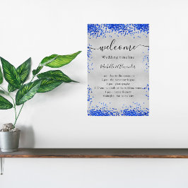 Tijdstip van het zilver royal blue bruiloft progra perfect poster