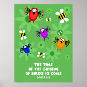Tijdstip van het zingen van vogels poster