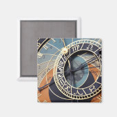 Tijdstip voor antieke astrologie Tsjechische klok. Magneet (Voorkant / Achterkant)
