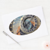 Tijdstip voor antieke astrologie Tsjechische klok. Ovale Sticker (Envelop)