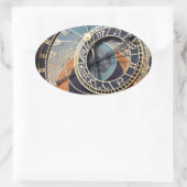 Tijdstip voor antieke astrologie Tsjechische klok. Ovale Sticker (Tas)