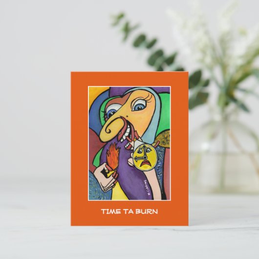 Tijdstip waarop Ta op Sinaasappel brandt - Tijdstu Briefkaart (Staand voorkant)